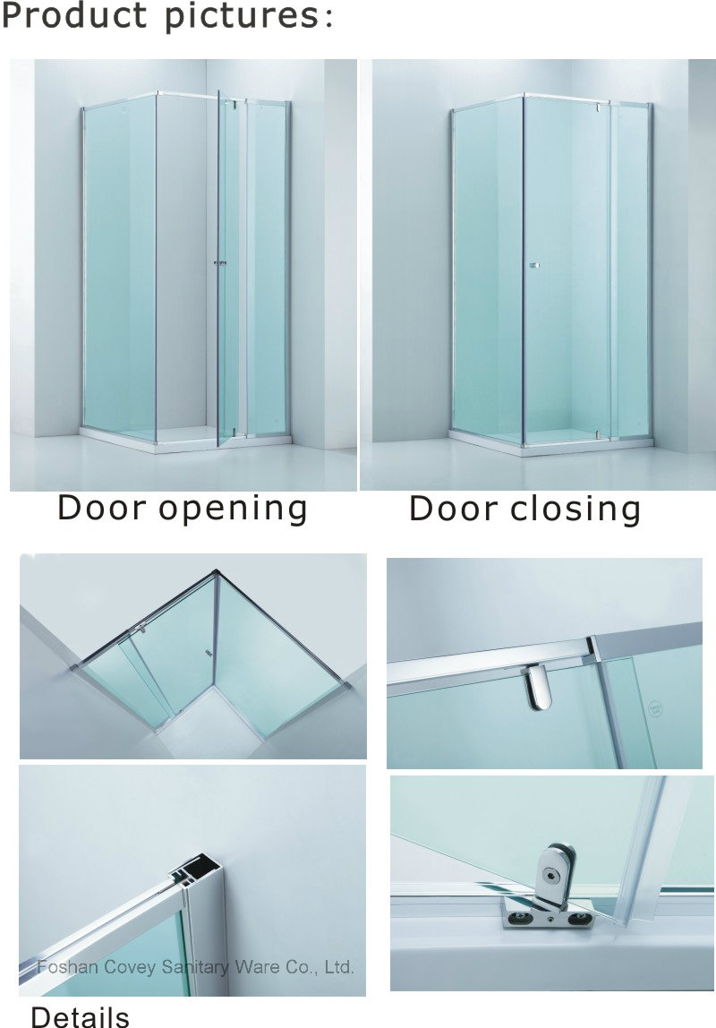 Adjustable Bathroom Shower Enclosure/Square Semi-Frameless Shower Cabin (CVP025-1)