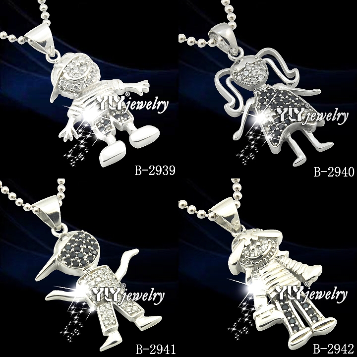 Special Design Couple Cartoons Silver Jewelry Pendant