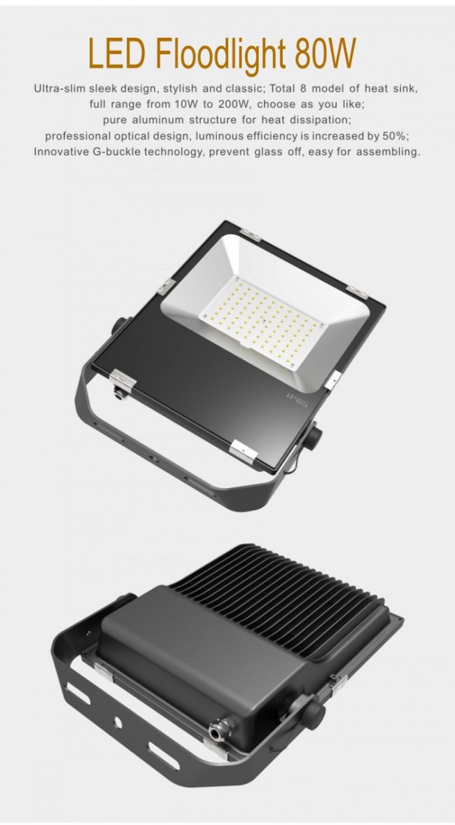 High Quality 8000lm LED Floodlight 80W Aluminum Outdoor DC 12-24V