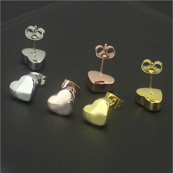 Fashion Ladies Stud Earrings Stainless Steel Jewelry Heart Stud Earrings (hdx1146)