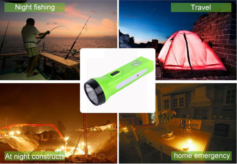 Solar LED Flashlight with Rechargeable Battery