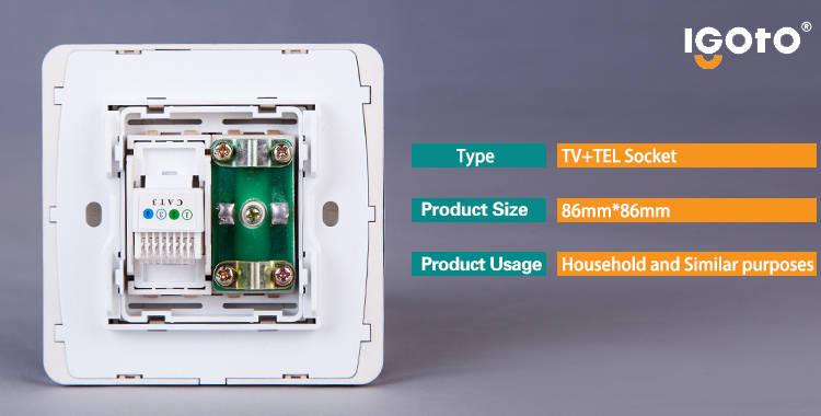 Saso Certificated TV and Telphone Socket Outlet