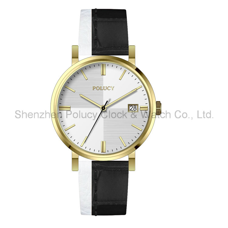 Big Face Alloy Genuine Leather Quartz Watch Vintage Leather Band Wrist Watch