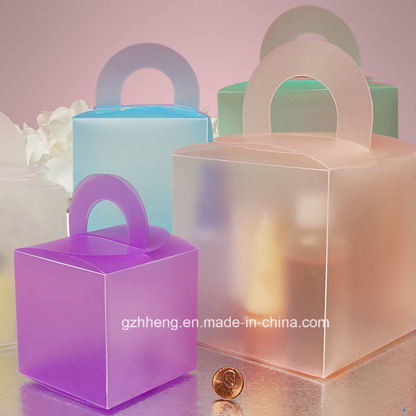 High quality plastic gift box with handle (PVC handle box)