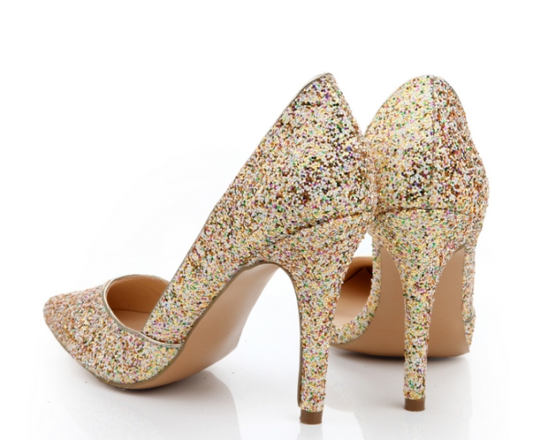 Fashion Color Sequined High Heel Women Shoes (HS17-061)