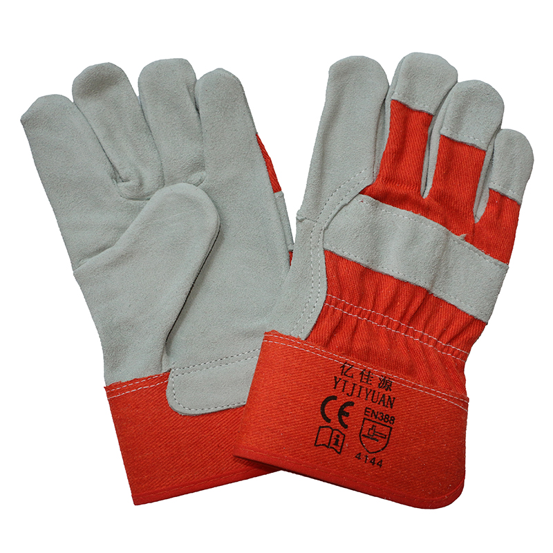 Ce En388 Cow Split Leather Cut Resistant Hand Protective Gloves for Riggers