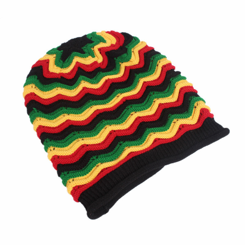 Womens Mens Unisex Knitted Colorful Fancy Rainbow Slouchy Stripes Hat Beanie (HW130)