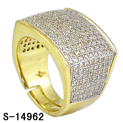 Cool Design 925 Silver CZ Jewelry Two Tone Hip Hop Men Ring. (S-14963)