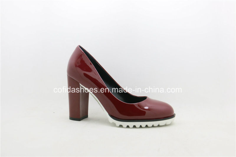 Latest Comfort Chunky High Heels Women Court Shoe