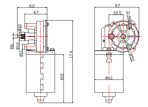 Bus Wiper Motor (ZD2530 / ZD2530A / ZD1530 / ZD1530A)