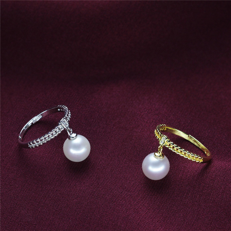 Dangle Drop Gold Plated Silver Cultured Cheap Pearl Ring