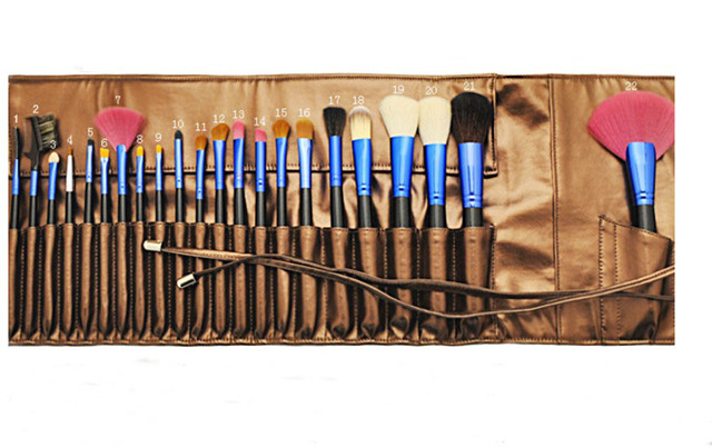 Beauty Accessory Shiny Blue Ferrule 22PCS Makeup Brush Set Cosmetic Brush