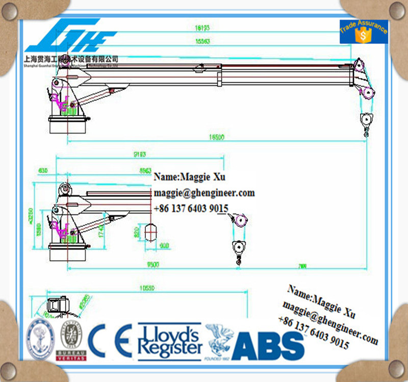 Offshore Hydraulic Telescopic Boom Marine Crane