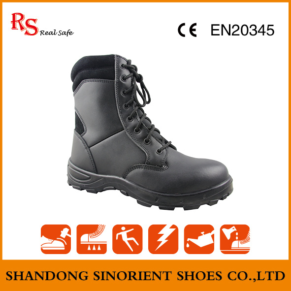 Black Action Leather Cheap Military Boots Snf509