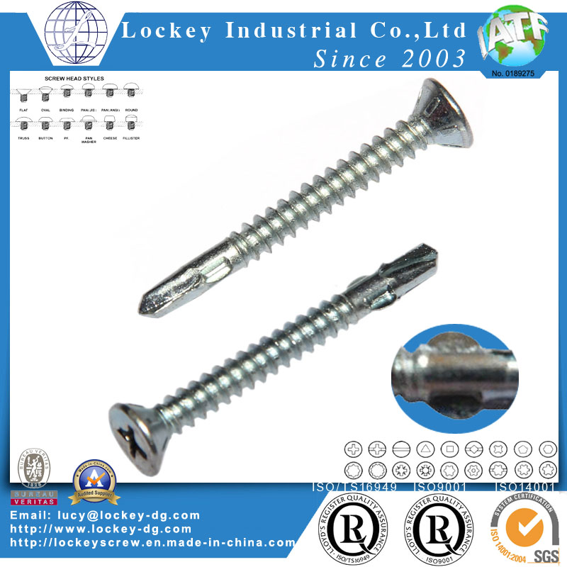 Carbon Steel Flat Head Phillips Self Drilling Screw with Wing