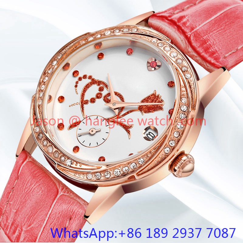 Top-Quality Alloy Luxury Watch, Genuine Leather Band (HLJA-15061)