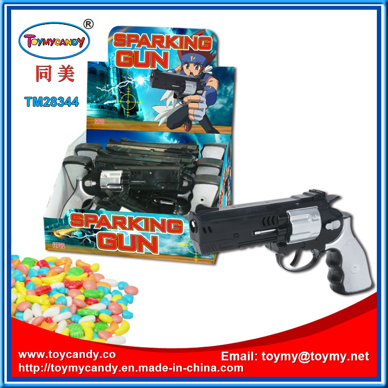 Plastic Friction Sparking Pistol Gun Toy with Candy