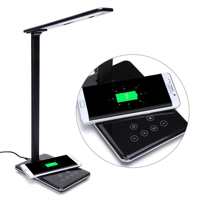 Office Intelligent Wireless Phone Charging Table Lamp Qi Wireless Charger for Smart Phone Touch Control LED Light