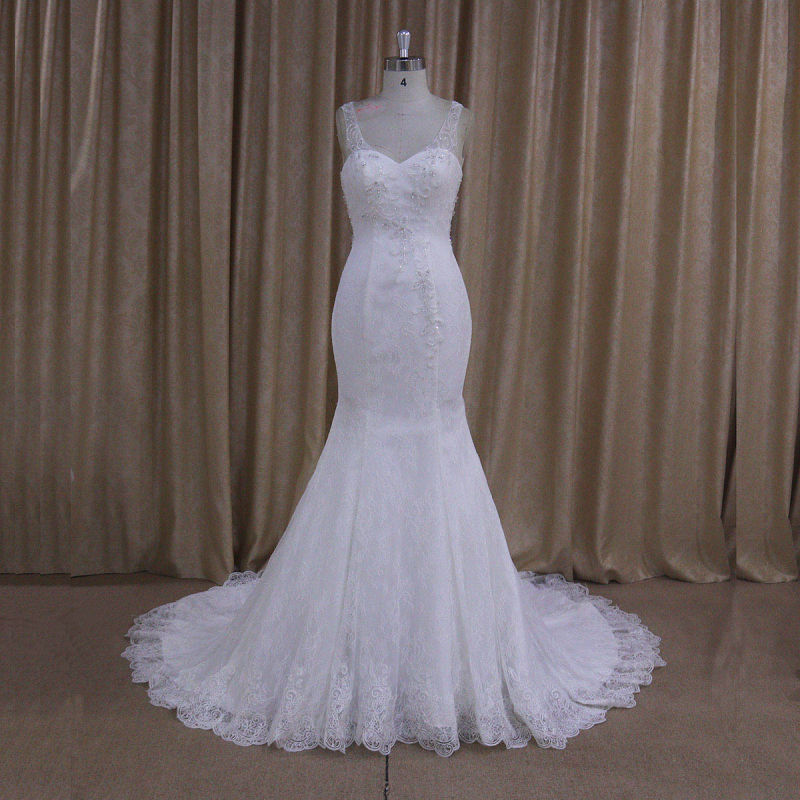 Sleeveless Beaded Mermaid Wedding Dress (XF1009A)