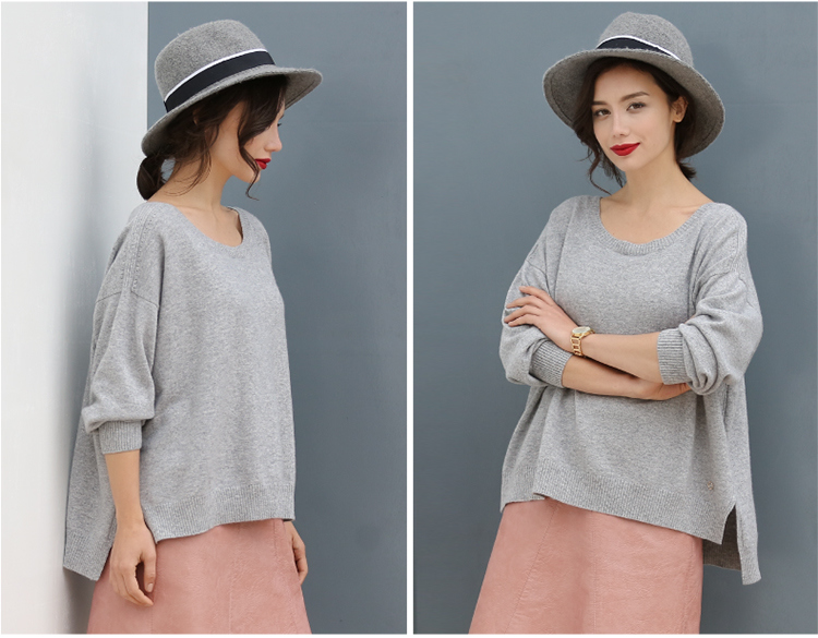 High Quality Pure Cashmere Sweater Pullover Casual Knit Sweater Solid Color