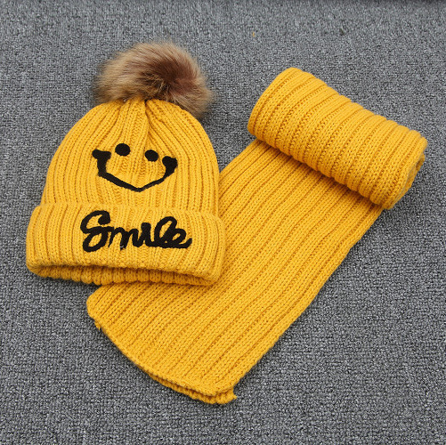 Kids Baby Unisex Children Boys Girls Winter Embroidery Beanie Hat Set Scarf (SK416S)