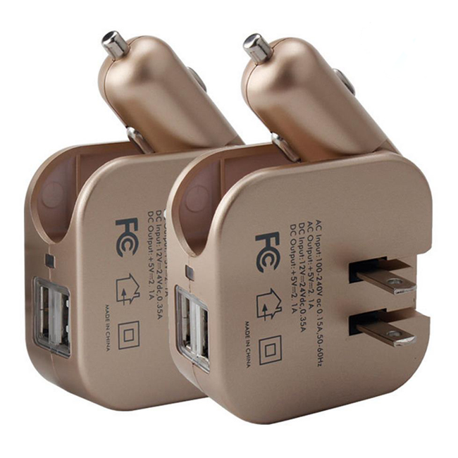 Dual USB Output Cigar Lighter Car Charger 100V-240V Wall USB Charger with Us Plug