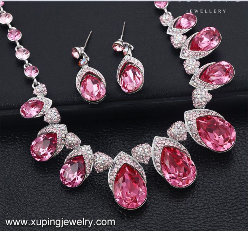 63908 Newest Fashion Luxury CZ Diamond Rhodium Jewelry Set for Wedding or Party