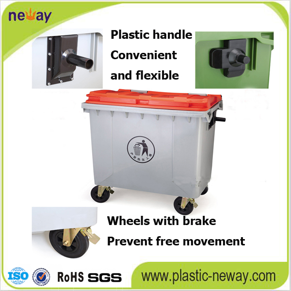 660L Eco-Friendly Outdoor Plastic Garbage Bin