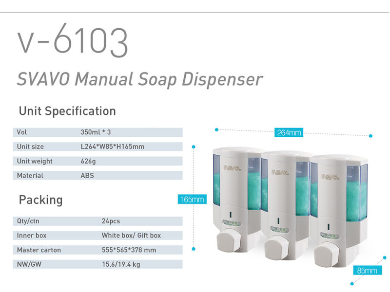 Wall Mount Soap Dispenser Withthree-Tank (V-6103)