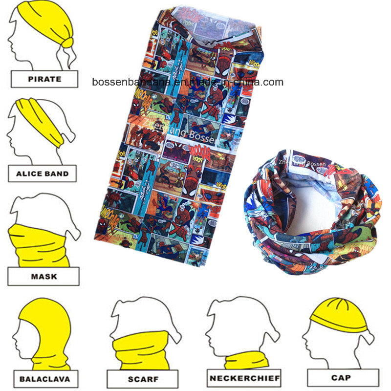 OEM Produce Customized Logo Printed Microfiber Cheap Cartoon Multifunctional Sports Headwear Bandana Buff
