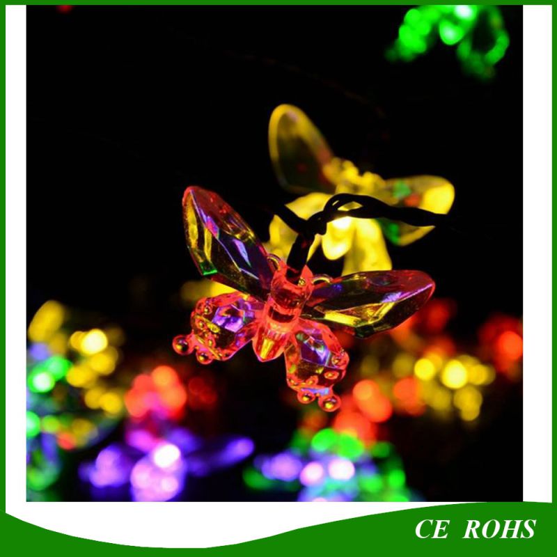 20LEDs Colorful Butterfly Waterproof Christmas Outdoor Garden Solar LED Decoration Light Solar String Lights