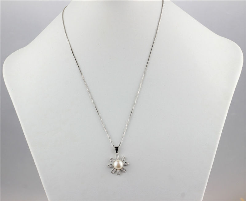 Snh 9mm White Button Real Pearl Pendant