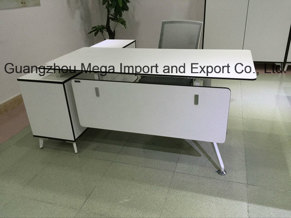 L Shape White Melamine Executive Desk Office Furniture (FOH-SM1716)