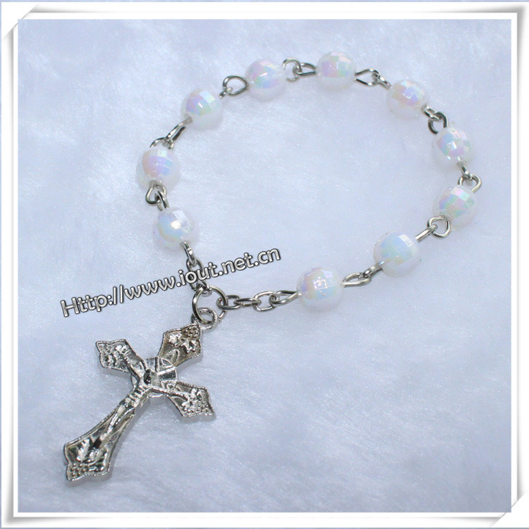 New Design Glass Beads Decade Rosary Religious Bracelet (IO-CE067)