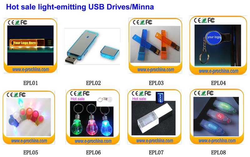 Mini USB Key 4GB USB Flash Drive with LED Light (ED100)