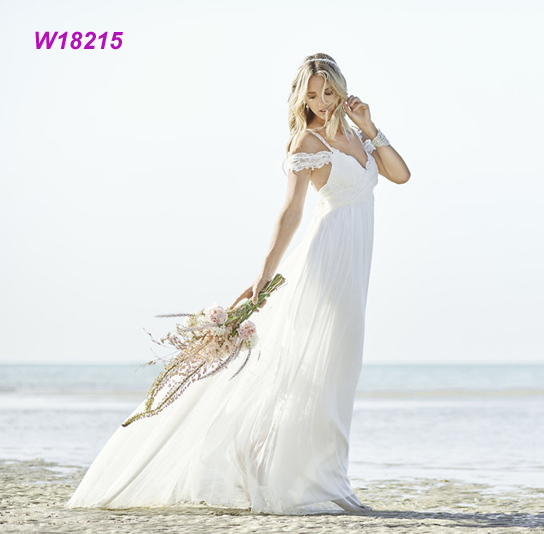 Sweetheart Neckline Wedding Dress with Lace Spaghetti Strap