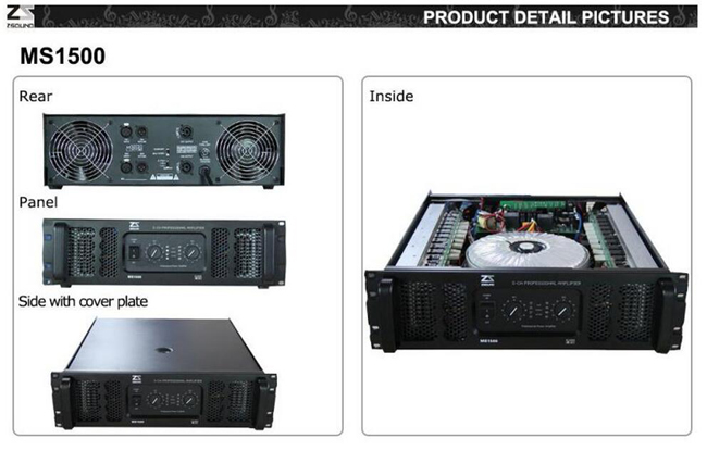 Zsound MS 1500W PRO Sound Line Array System Transformer Power Amplifier