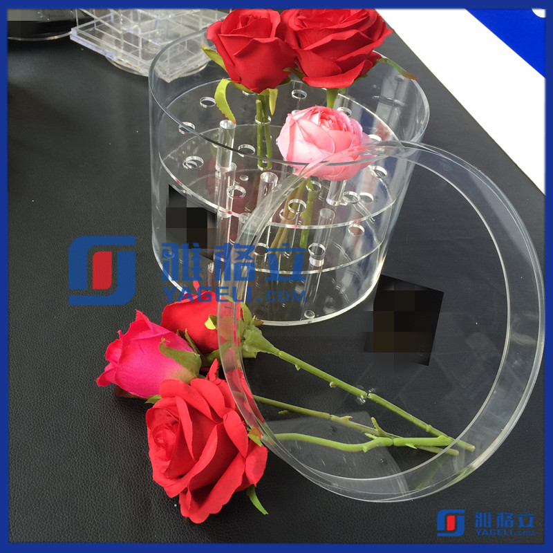 Luxury Round Acrylic Flower Box with Lid