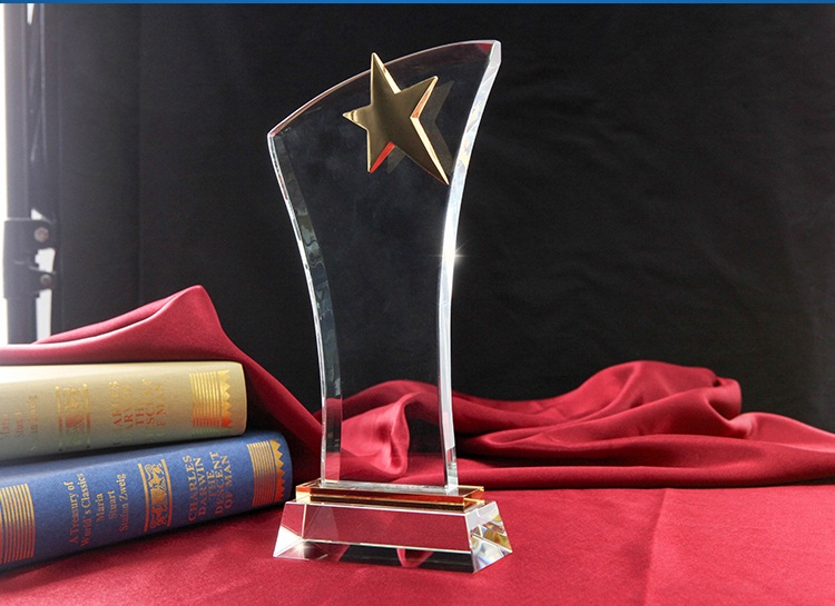 Metal Star Trophy Crystal Craft Awards Glass Trophy