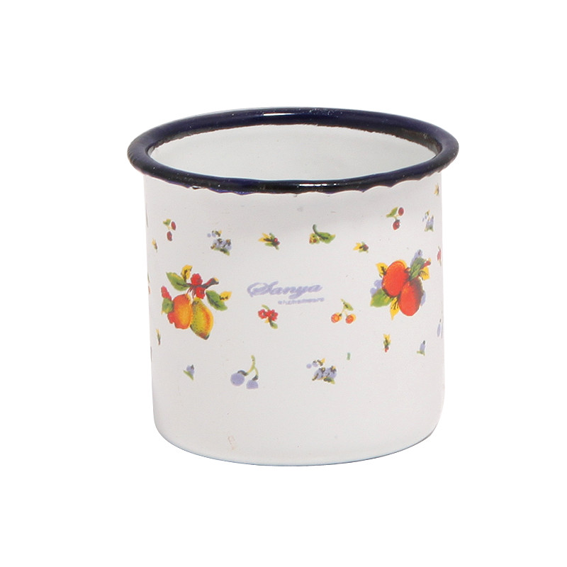 White Enamel Mug with Cute Decal