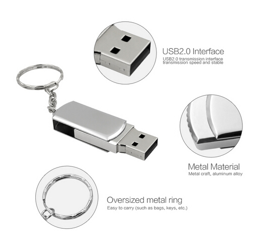 Luxury Top Quality Swivel/Twist Metal USB Drives with Keyring