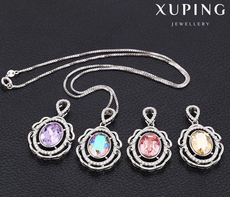 43090 Fashion Luxury Round Crystals From Swarovski Rhodium Imitation Jewelry Pendant Necklace