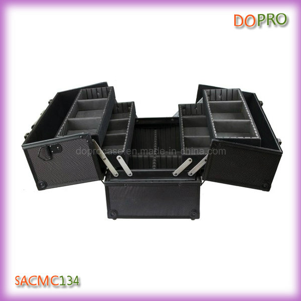 All Black Color Hard Side Aluminum Cosmetic Case (SACMC134)