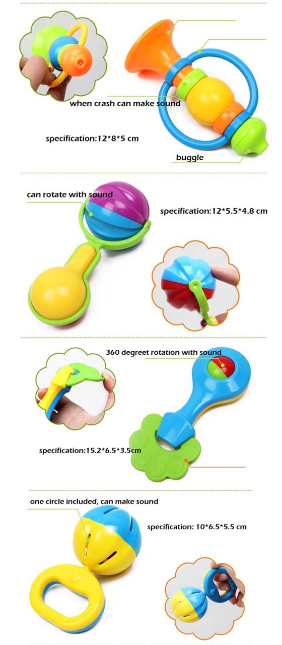 Eco-Friendly Plastic 6PCS Baby Handbell Baby Rattle (10220309)