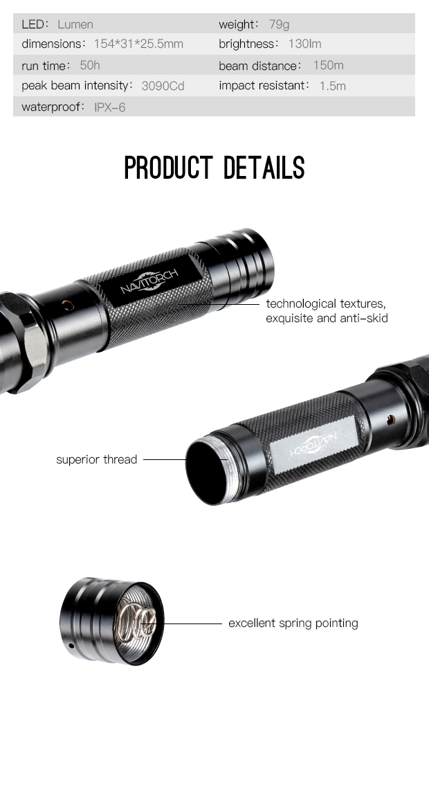 Rechargeable Aluminium LED Torch Light (NK-228)