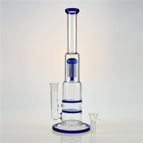 Double Honeycomb Disc Hookah Glass Smoking Water Pipes (ES-GB-363)