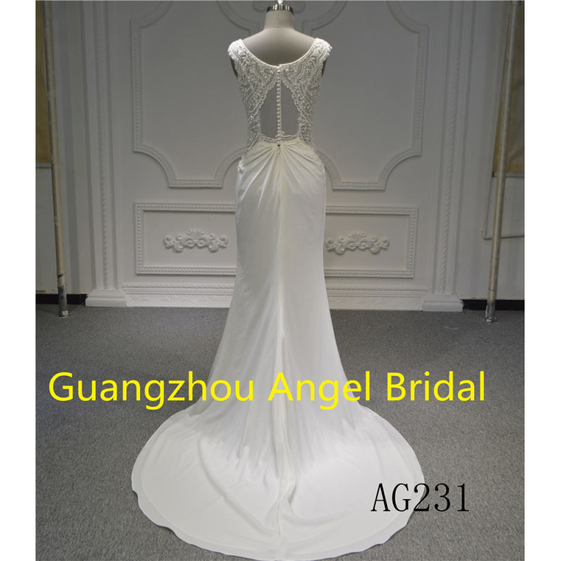 Sleeveless High-End Beading & Lace Chiffon Wedding Dress Bridal Gownade Wedding Dress Bridal 2018