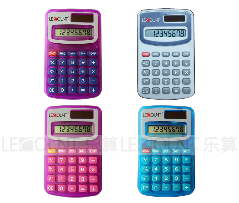 8 Digits Dual Power Pocket Calculator with Opaque & Transparent Colors (LC321)