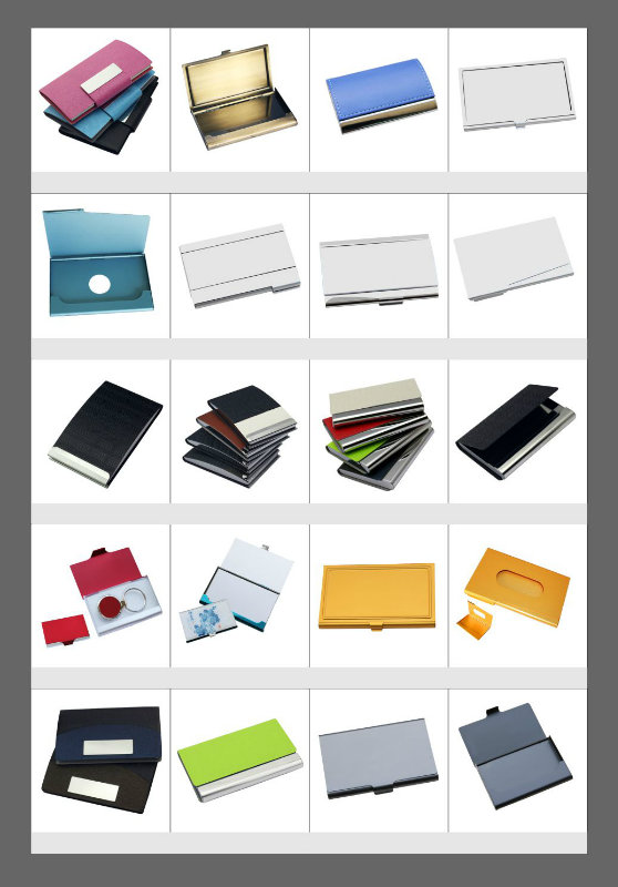 Customized Stainless Steel Genuine Leather Business Card Holder (M05051)