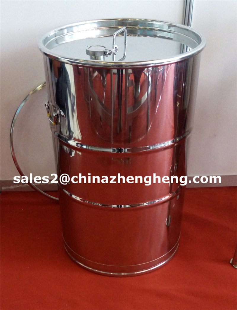 Mirror Polished Stainless Steel Drum with Lid and Triclamp